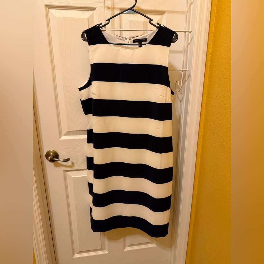 Banana Republic Navy and Cream Striped Midi Dress